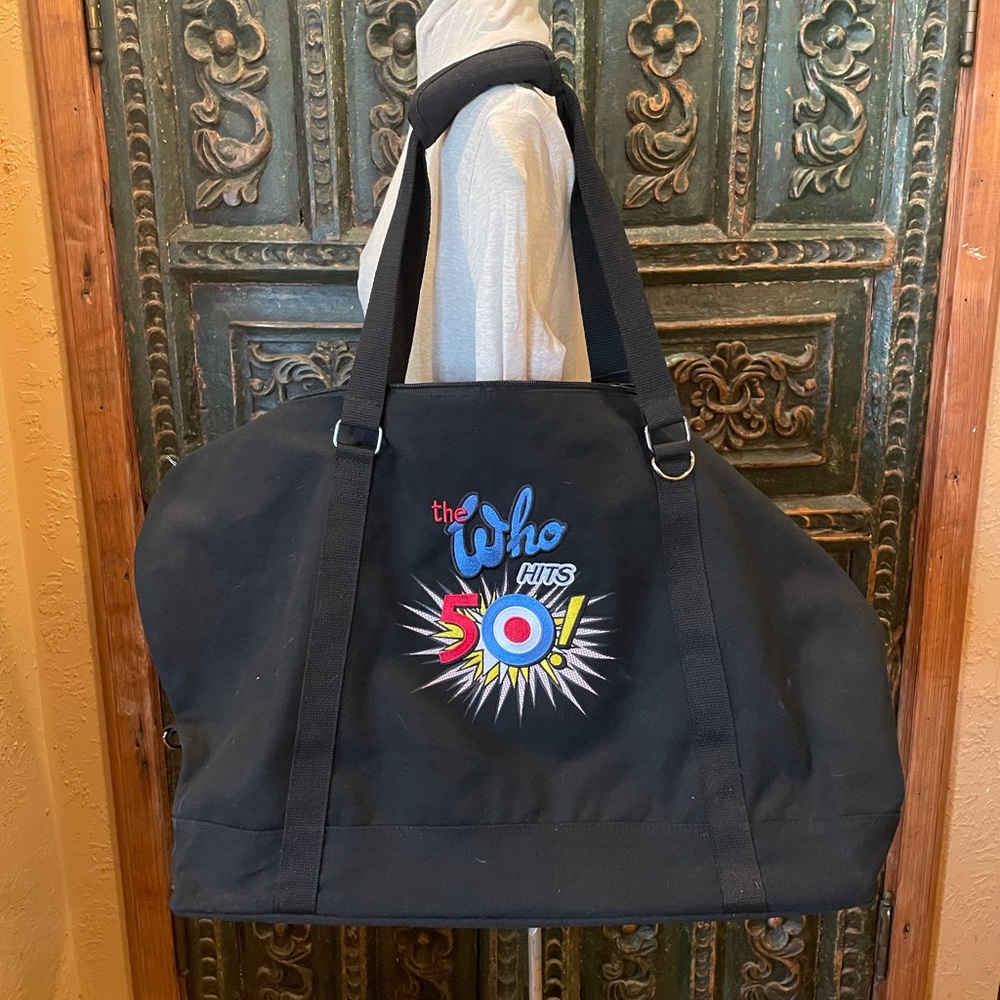 The Who Hits 50 Canvas Duffel Bag 2015 Tour Black Lined Concert Tote